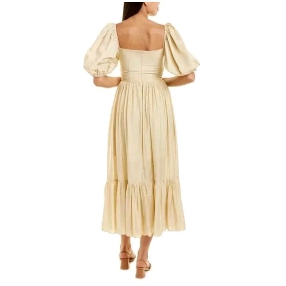 Beulah Ivory Prairie Dress Puff Sleeve Smocked Midi Size Medium Cottagecore NWT - Picture 2 of 11